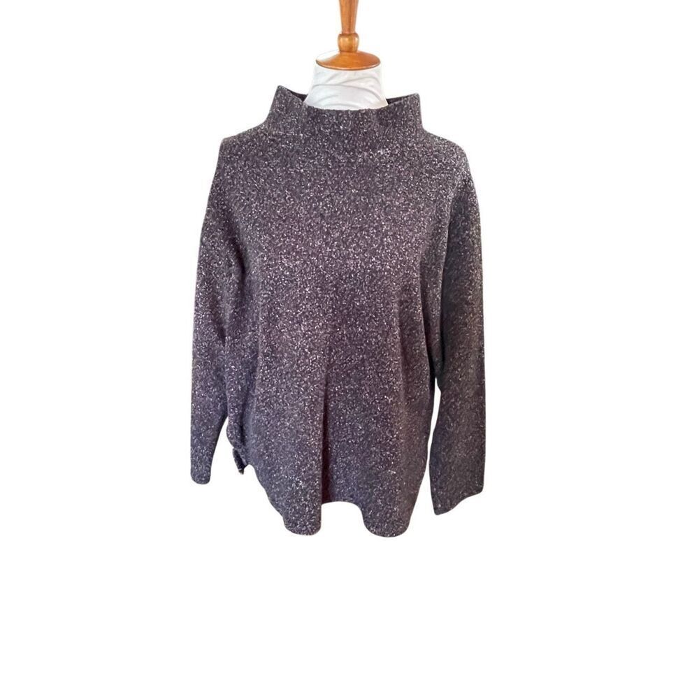 Coldwater Creek Dark Chocolate Brown Speckled Mock Collar Pullover Sweater Size - Picture 2 of 9
